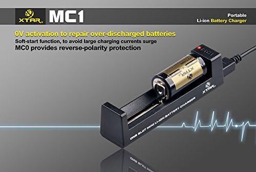 XTAR Mc1 Полнач За Батерии-Еден Слот, Црна