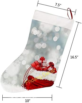 Дедо Мраз божиќни чорапи, големи Божиќни камиони, виси чорапи за декорација за Божиќни семејни празници за забава, 10x16,5 инчи