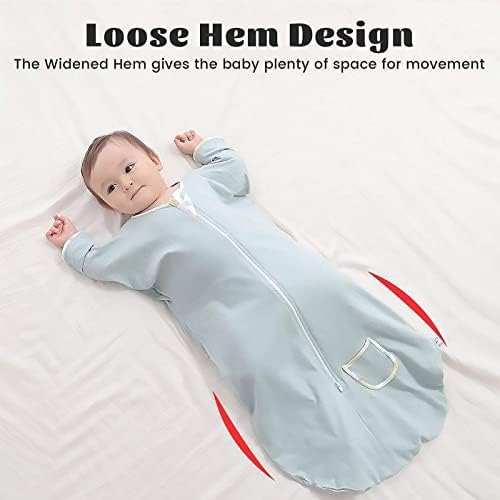 Зигхој бебе преодна вреќа со шипки со ракави со ракави со полу-должина и манжетни манжетни за спиење, носат ќебе со носење 6-9months