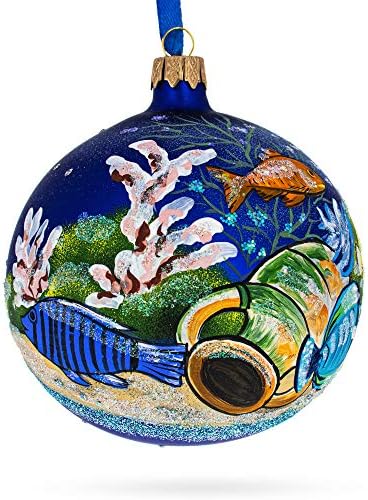 Шарени риби Аквариум стаклена топка Божиќ украс 4 инчи