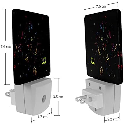 Ноќно светло за лесна светлина на Rodailycay, апстрактни разнобојни музички ноти, 2 пакувања ноќни светла се приклучуваат во wallид, топли
