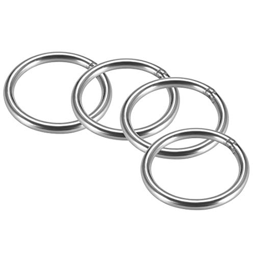 Uxcell 201 прстен од не'рѓосувачки челик o прстен 60мм Надворешен дијаметар од 6мм дебелина заварени заварени тркалезни прстени
