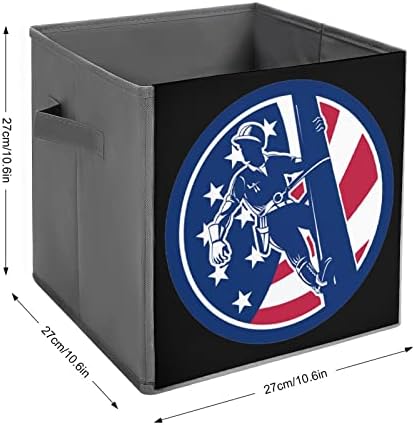 Американско знаме на знамето за склопување на канта за складирање на ткаенини, организатор за преклопна кутија со рачки