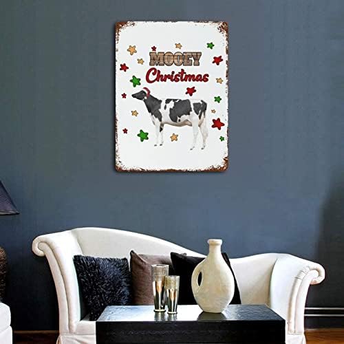 Крава земјоделец од кравји кукавица девојка алуминиумска знак метални знаци Смешно Моуи Божиќна крава метална плоча знак гроздобер wallиден