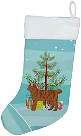 Богатства на Каролина CK4551CS Американски бобтаил 2 мачки Среќен Божиќ Божиќно порибување, камин што виси чорапи Божиќна сезона