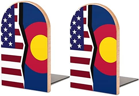 Американско И Државно Знаме На Колорадо Не-Лизгање Дрво Книжарници Тешки Книга Затворач За Декоративни Полици