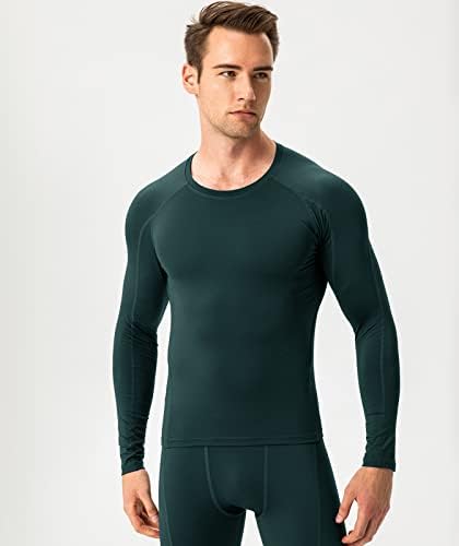Машка кошула за компресија со долги ракави за атлетски тренинзи за атлетски тренинзи врвни активни спортски базелиир со маичка