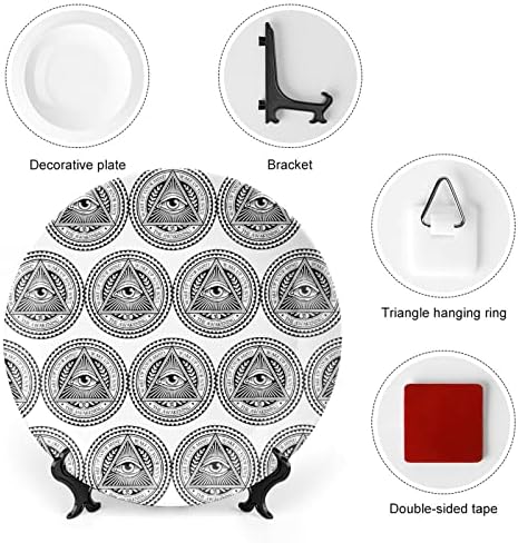 Око Илуминати смешна коска Кина Декоративна чинија тркалезни керамички плочи занает со приказ за украси за домашна канцеларија