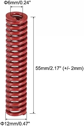 Uxcell 3D печатач умираат пролет, 2 парчиња 12мм ОД 55мм долги спирално печатење со средно оптоварување со компресија за компресија, умираат