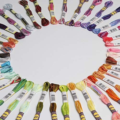 Selcraft 41 разновидни бои мерцеризирана египетска памучна вез на памук конец 8 метри по варијација на бојата на скин, вкрстена бод на низата