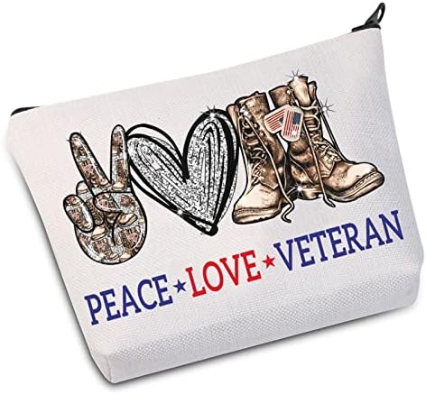WZMPA Воен Ветеран Козметичка Шминка Торба Воено Распоредување Подарок Мир Љубов Ветеран Шминка Патент Торбичка Торба За Воено Семејство Пријател
