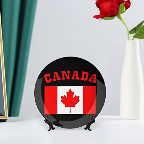 Знаме на канада Виси Керамичка Декоративна Плоча Со Штанд За Прикажување Прилагодени Подароци За Годишнина Свадба За Пар Родители