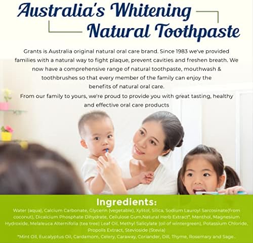 [3 x110g] Грантови во Австралија прополис паста за заби со нане, намалување на забна плоча, забен камен и воспаление, вегански пријателски