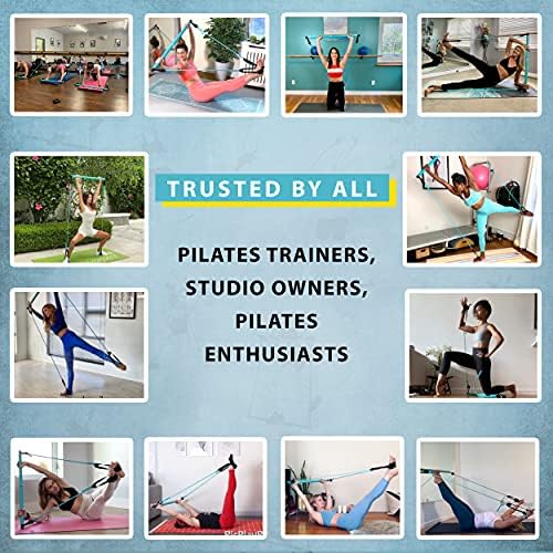 Flexies Portable Pilates Bar комплет со бесплатен опсег со 8 јамки, видеа за вежбање и прирачник за вежбање + Водич за усогласување на