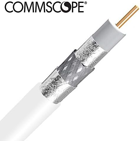 Commscope F677TSVV RG 6 тип 77% плетенка Тришилд Видео коаксијален кабел бела јакна 500 стапки направени во САД