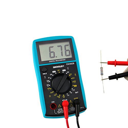Алосун дигитален мултиметарски напонски напон Тест на струја на струја на струја 3 1/2-цифрен LCD, со макс. Читање на мерките за засилувач на
