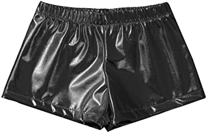 Детски девојки Девојки метални шорцеви искра сјајни жешки панталони спортски танц гимнастика тренингот кратки панталони црна б 8