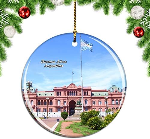 Weekino Casa Rosada Buenes Aires Аргентина Божиќ Божиќно дрво украс декорација што виси приврзоци декор градски патувања сувенири колекција двострана