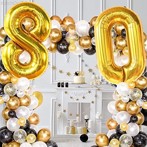 Џиновски, Златни Броеви Од 80 Балони - 40 Инчи | Златен Балон 80 За Украси за 80-ти Роденден За Мажи | Златен Број 80 Балони | 80 Балони За