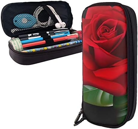 Dcarsetcv готски розов молив кутија симпатична пенкало со молив, пун кожен флип молив торбичка канцеларија молив кутија торбички за кутии за