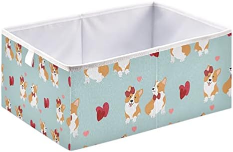 Коргис кучиња срца за складирање корпа за складирање правоаголна склопување на играчки канти за расадници за складирање Организатор за