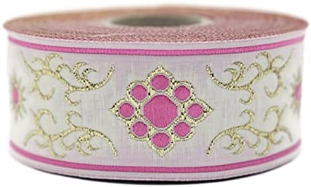 11 дворно количество 1,37 инчи широко розова бела мачка шепа џакард лента ткаена везена шиење трим декоративна ткаенина 35806